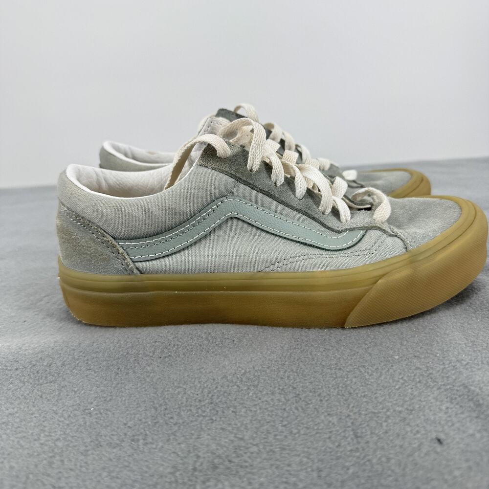 Vans Old Skool Shoes Mens Size 3.5‎ Womens 5 Gray Suede Canvas Gum Sole Low Top